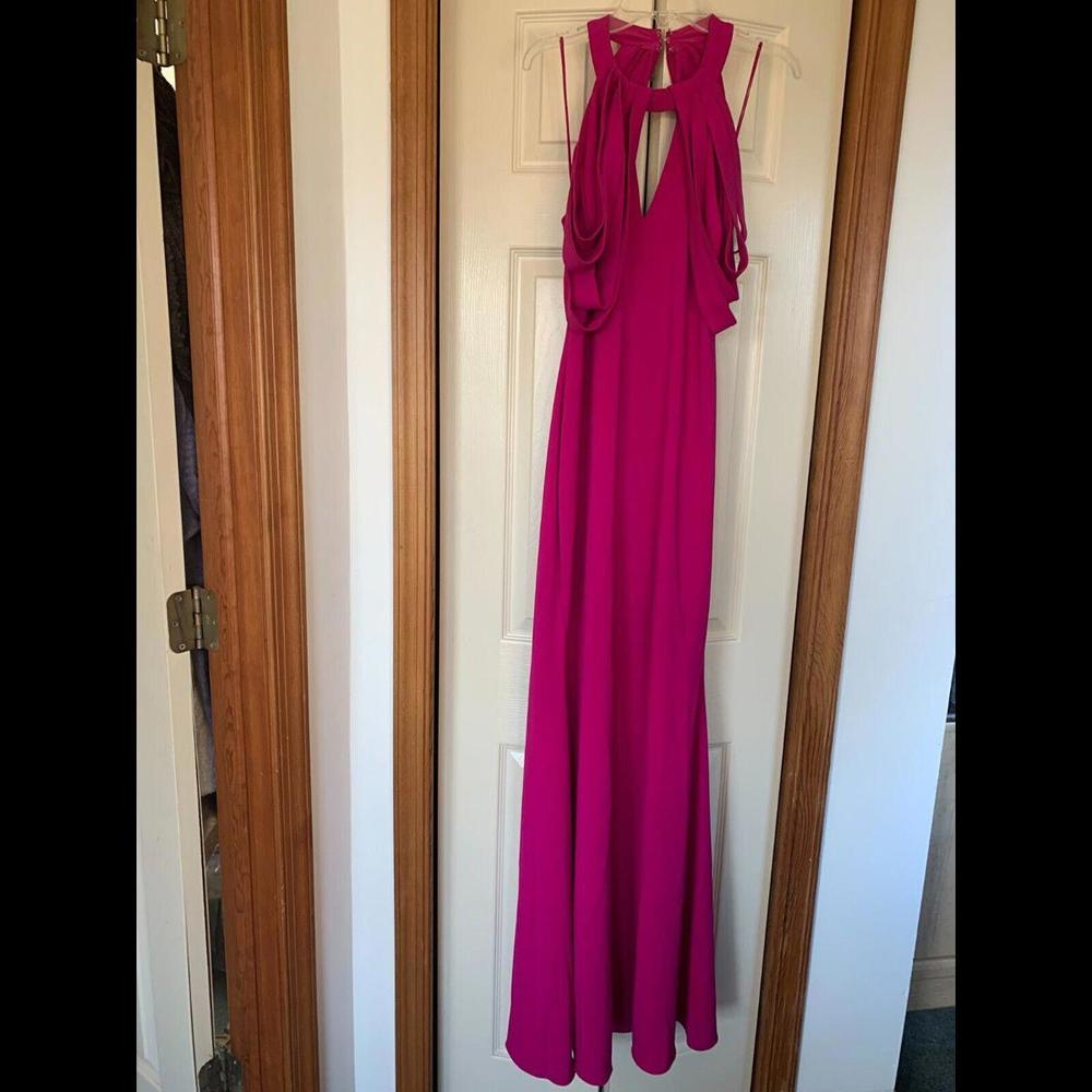 Badgley Mischka Womens Strappy Draped Gown Magenta Size 2